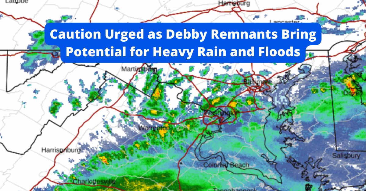 Caution Urged as Debby Remnants Bring  Potential for Heavy Rain and Floods – Frederick Pulse