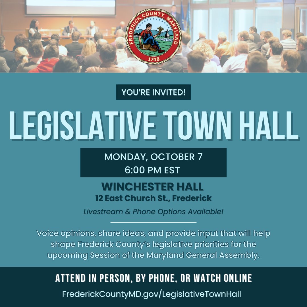 Legislative Town Hall Scheduled for Monday, October 7 – Frederick Pulse