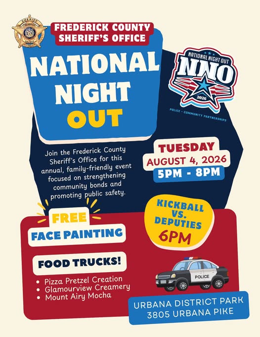 National Night Out with Frederick County Sheriff’s Office on August 4 National Night Out with Frederick County Sheriff’s Office on August 4