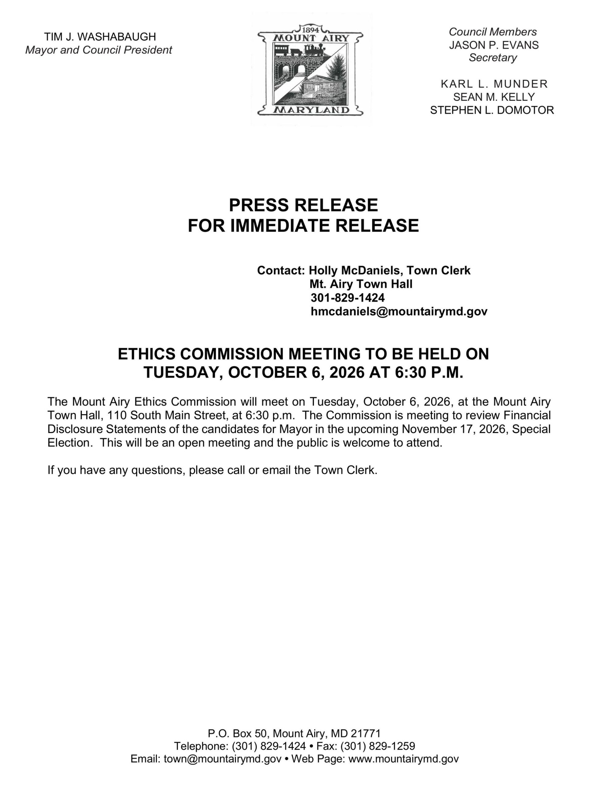 Ethics Commission to meet Oct. 6 Ethics Commission to meet Oct. 6