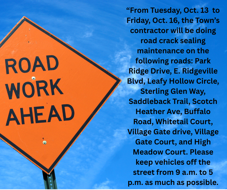 Road crack sealing maintenance to take place Oct. 13-16 Road crack sealing maintenance to take place Oct. 13-16